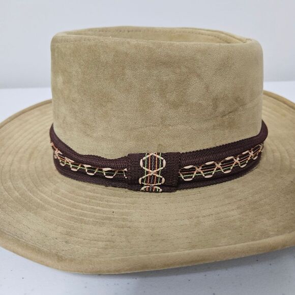 Vintage YA Velveteen Western Cowboy Hat Small Tan With Band Missing Tag See Pics - Picture 7 of 9